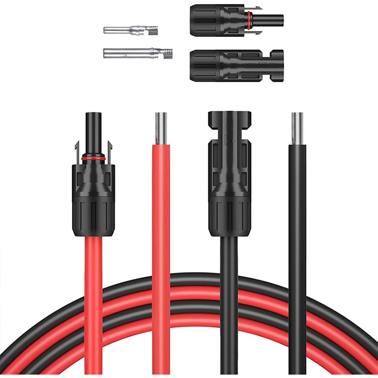 5 Traed 10AWG Solar Wire Un Diwedd Un Bare Un End Connector